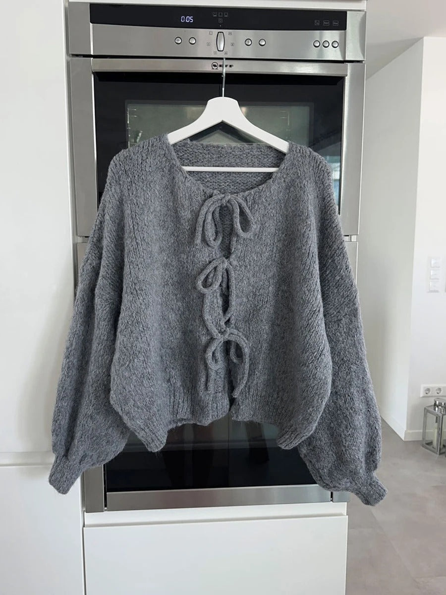 Mya – Bindegürtel und Gestrickt Strickjacke