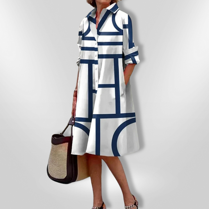 Lynna – Lässiges Midi Kleid Mit Taschen Und Knöpfen