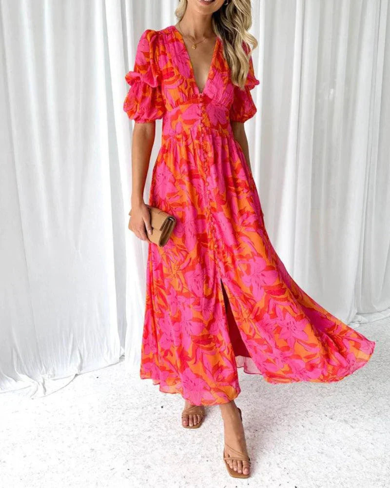 Derana - Rot Pinkes Maxikleid
