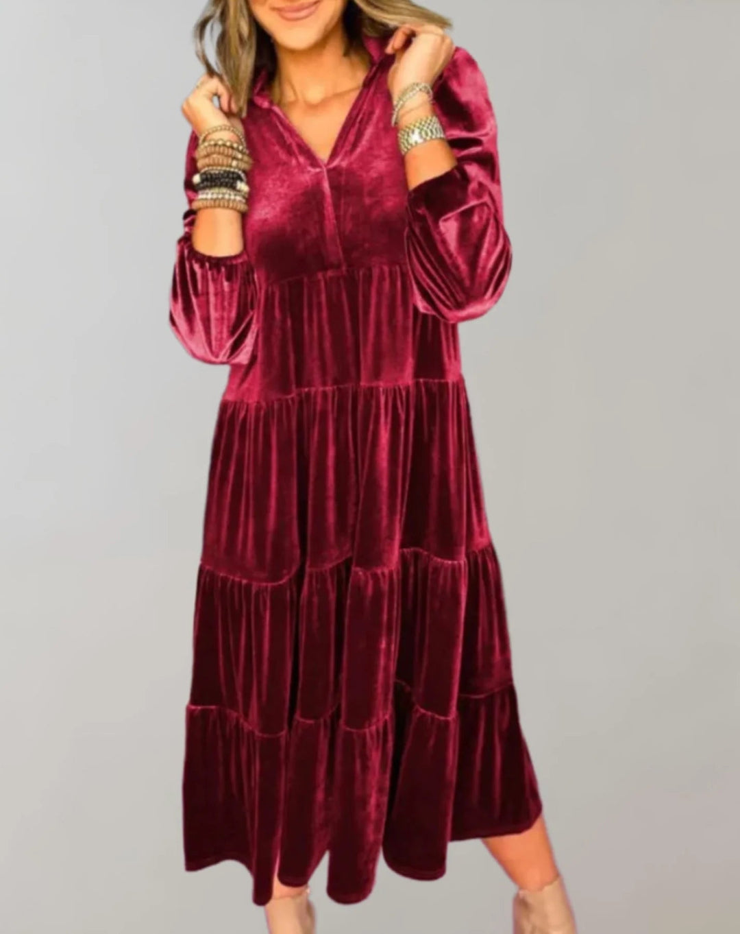 Melba - Lockeres Samtkleid Mit V-Ausschnitt