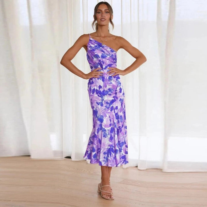 Cynthia - Satin Kleid Mit Blumenmuster