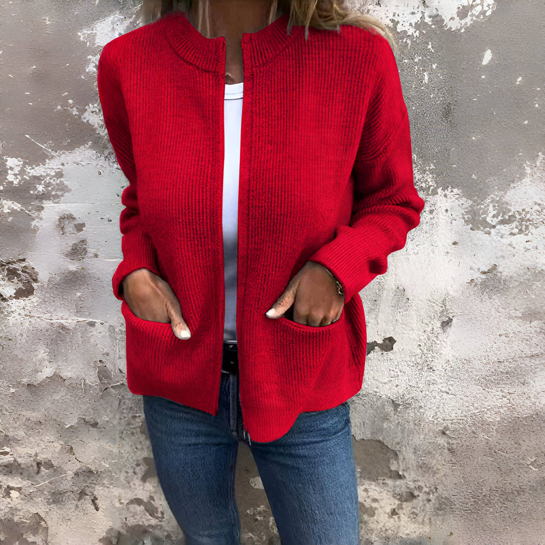 Marcia - Gemütliche Reißverschluss Strickjacke