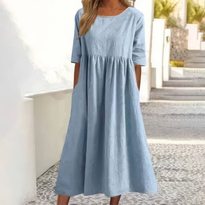 Maikee - Baumwollkleid Mit Rundhalsausschnitt Und Taschen