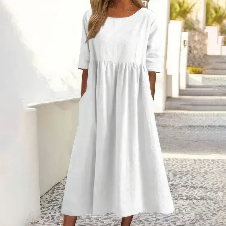 Maikee - Baumwollkleid Mit Rundhalsausschnitt Und Taschen